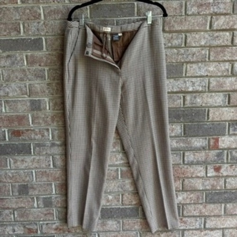 Cremieux Women's Size 6 Brown and‎ Black Houndstooth Trouser Pants